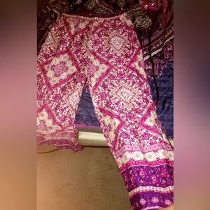 pink hippie flowy pants